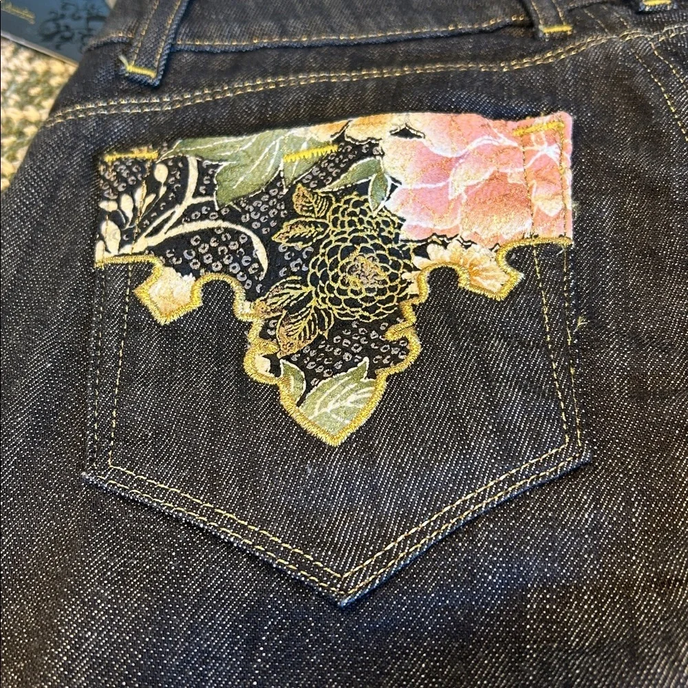 Vintage Y2K Antik Denim Eva 5 Pocket Bootcut Embroidered Patchwork Low Rise Jean